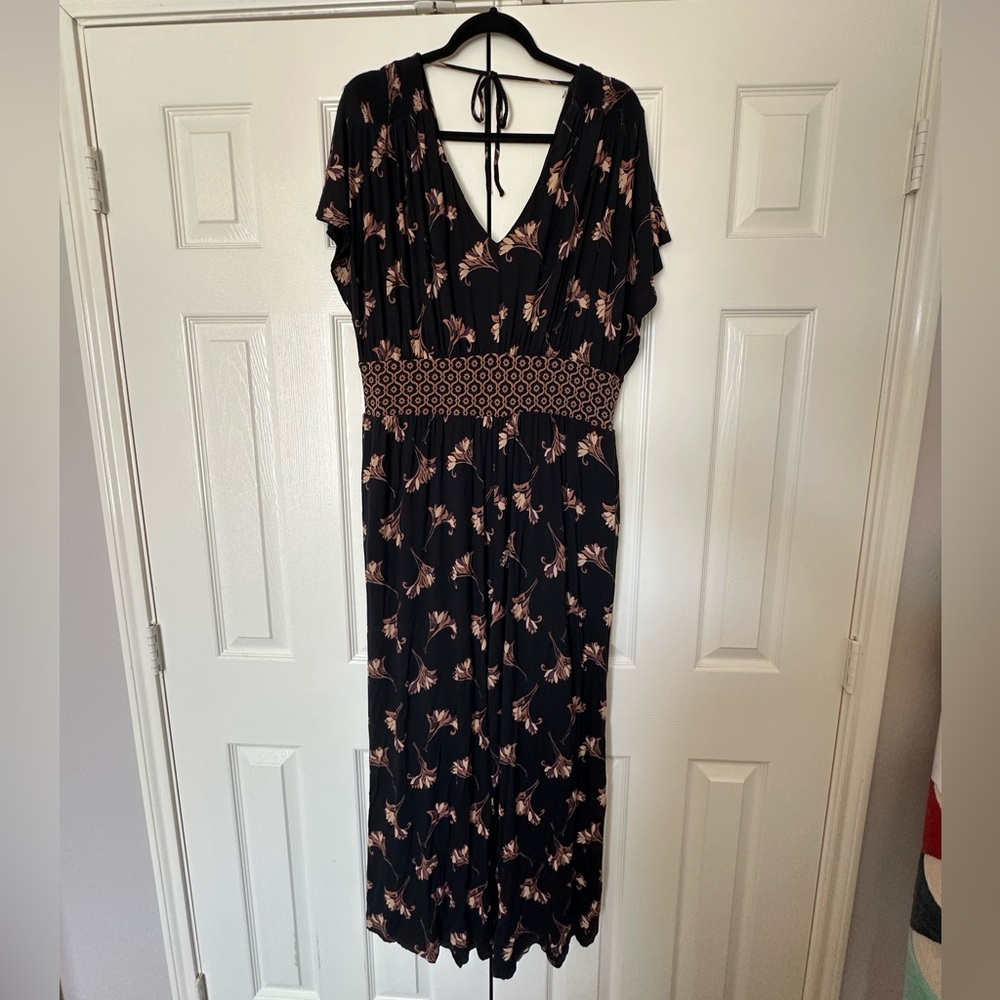 Anthro Jersey Floral Jumpsuit